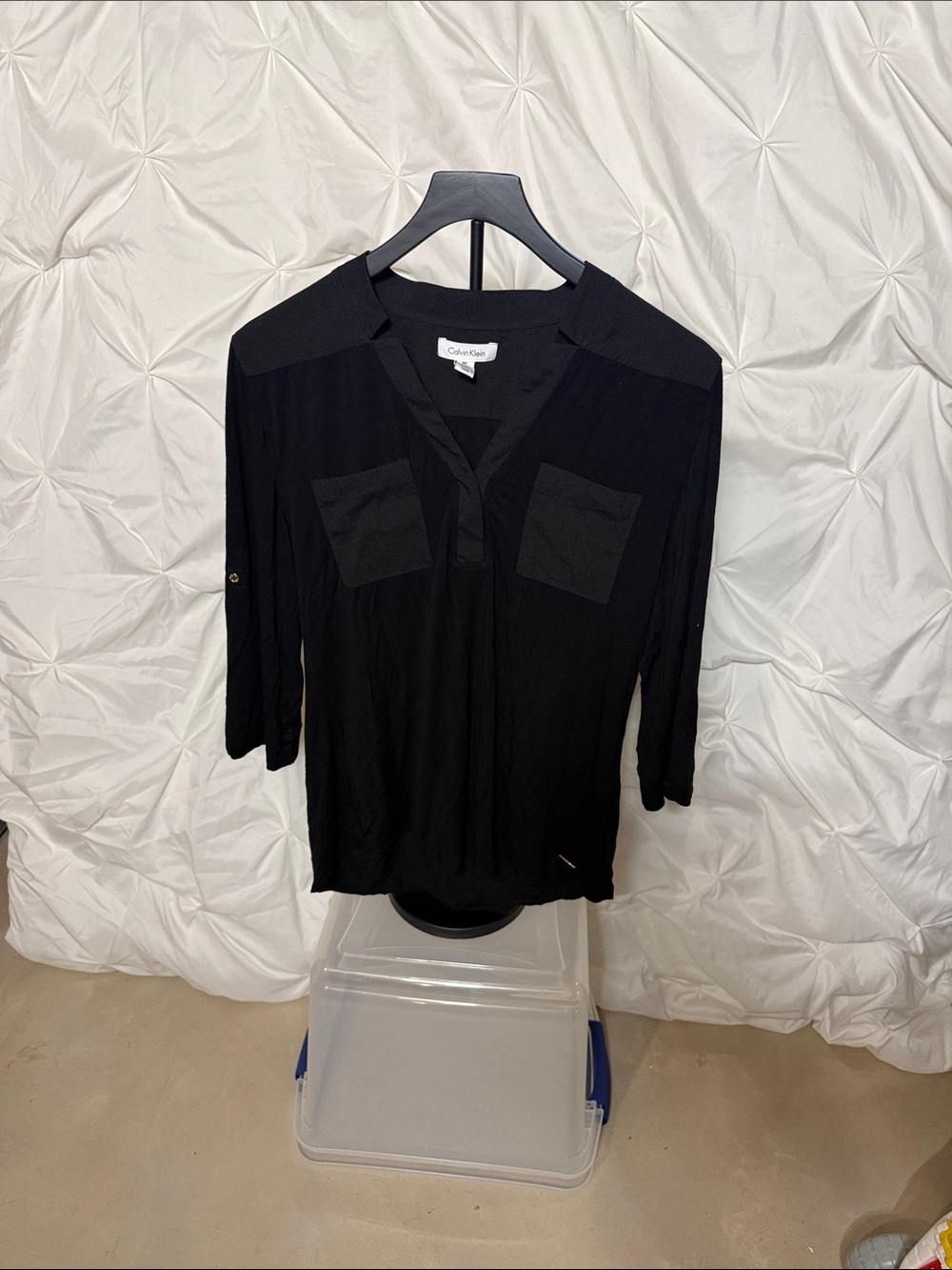 Calvin Klein Black V neck Blouse
